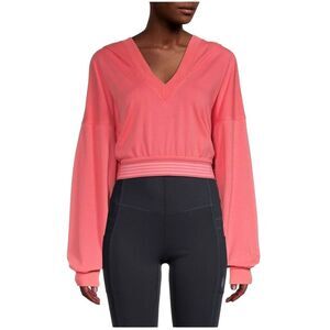 Free People Grand Slam Sweatshirt Size Small Cropped Hoodie Flamingo